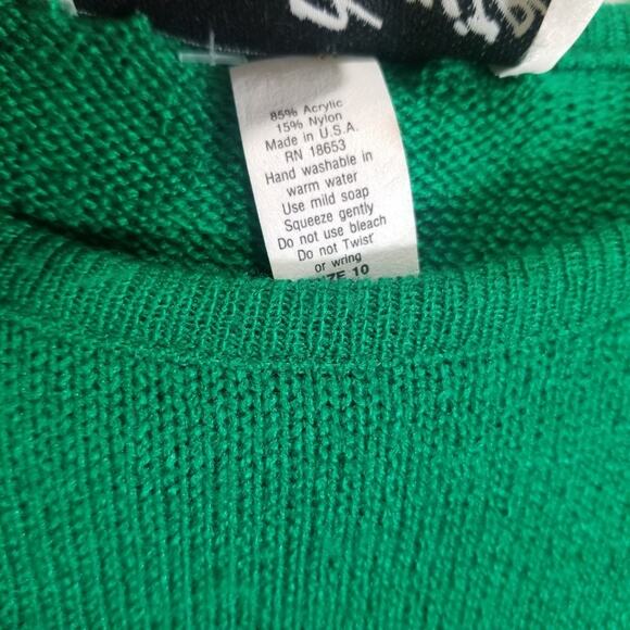 Neiman Marcus Sweater Womens 10 Green Pullover Made in USA Vintage - Picture 7 of 10